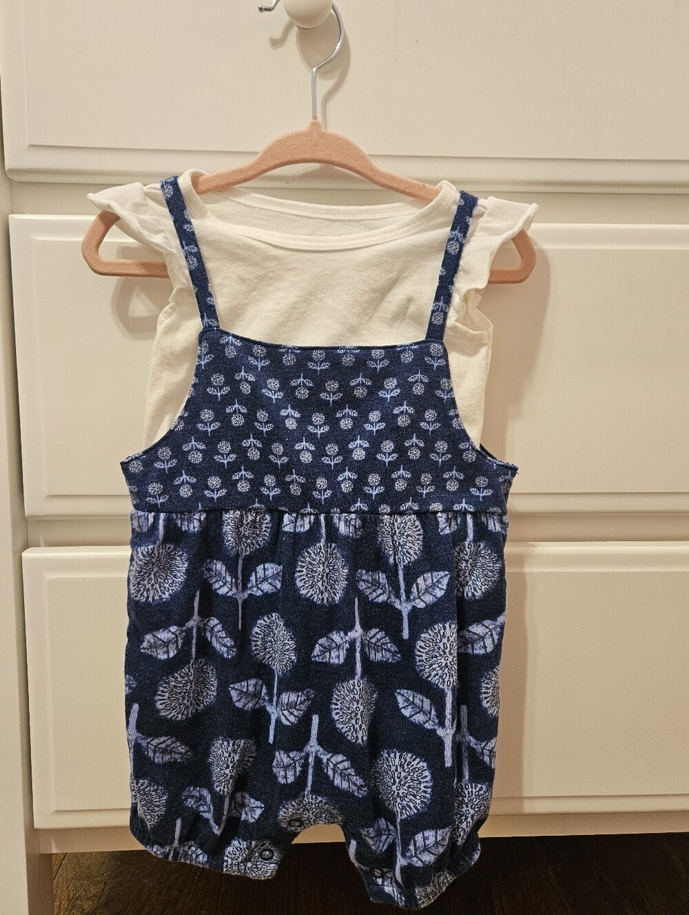 Carter's Blue Floral Romper & Tee- Size 6-9m